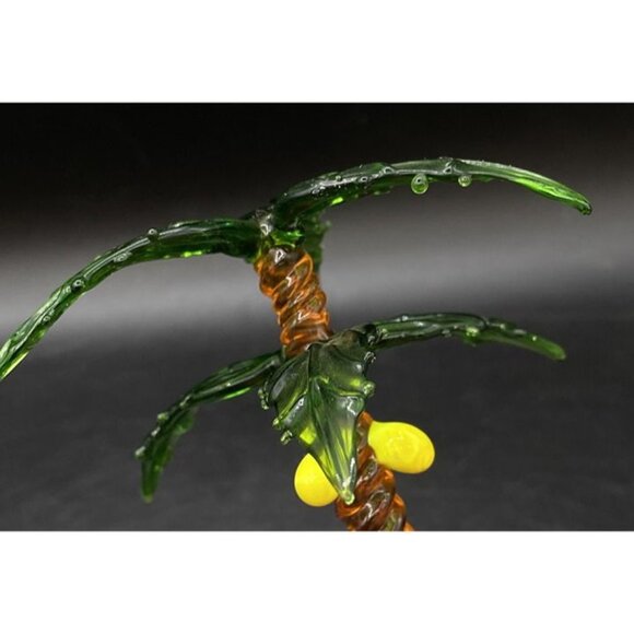 Art Glass Coconut Palm Small Glass 5” Palm Tree Vintage - Picture 10 of 12